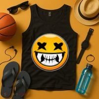 Sharp Toothed Smiley Creepy Emoji Tank Top thumb 4