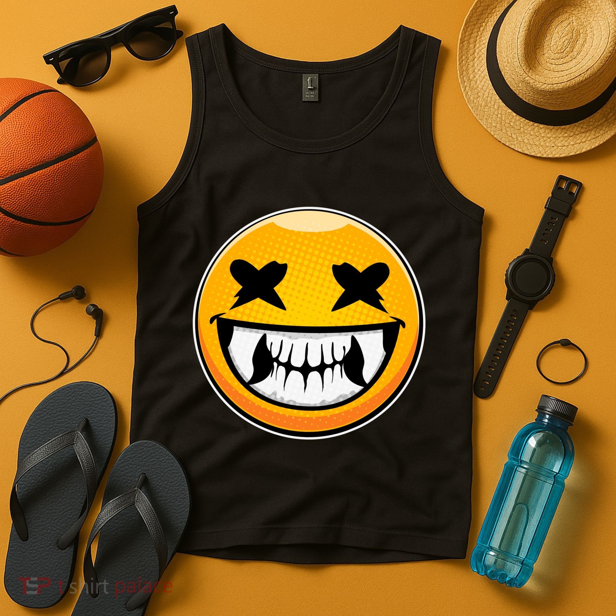 Sharp Toothed Smiley Creepy Emoji Tank Top