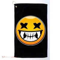 Sharp Toothed Smiley Creepy Emoji Golf Towel thumb 0