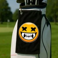 Sharp Toothed Smiley Creepy Emoji Golf Towel thumb 2