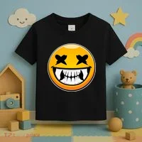 Sharp Toothed Smiley Creepy Emoji Toddler T-Shirt thumb 3