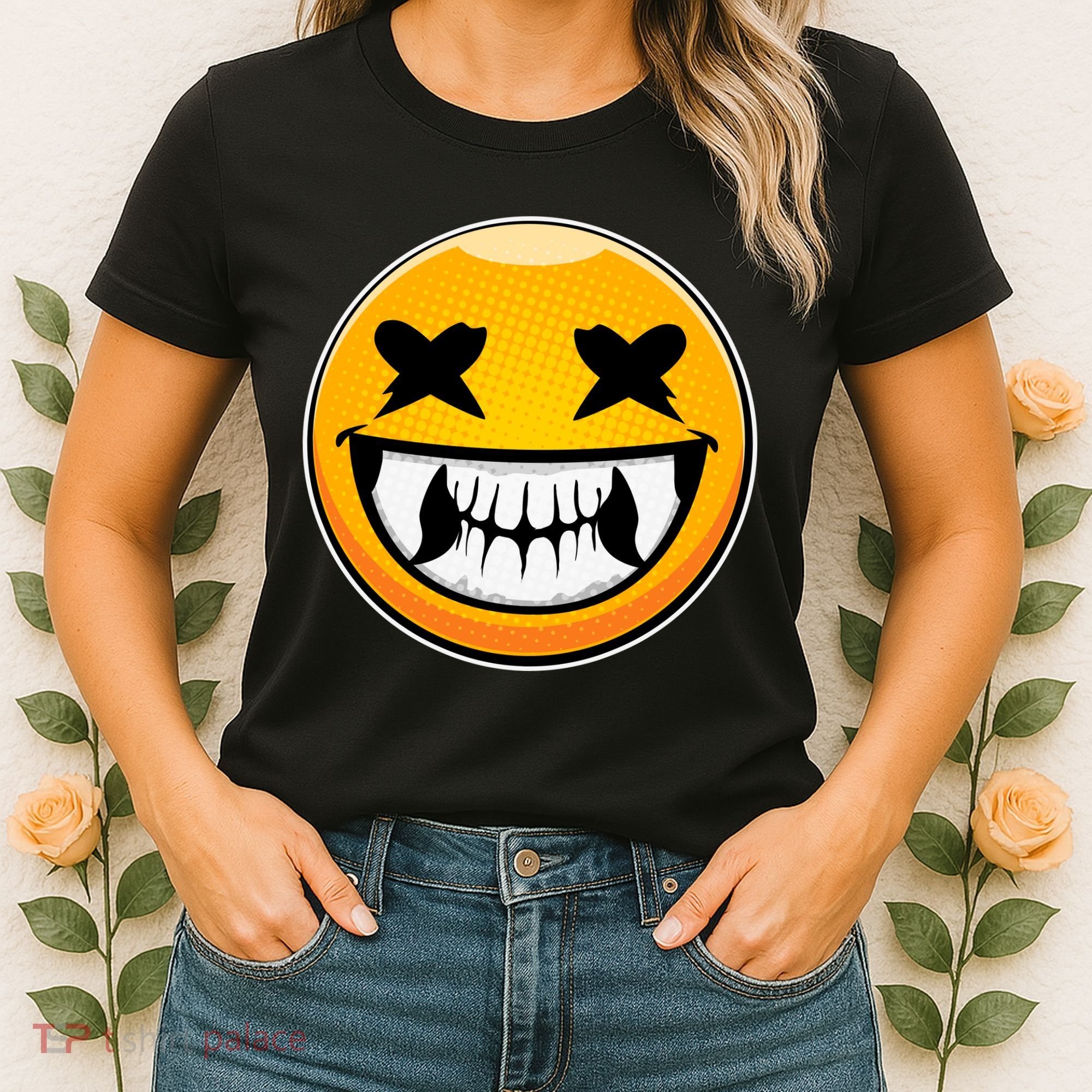 Sharp Toothed Smiley Creepy Emoji Women's T-Shirt