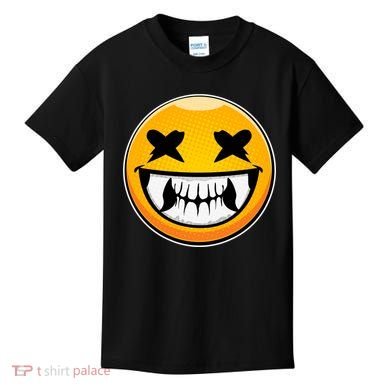 Sharp Toothed Smiley Creepy Emoji Kids T-Shirt