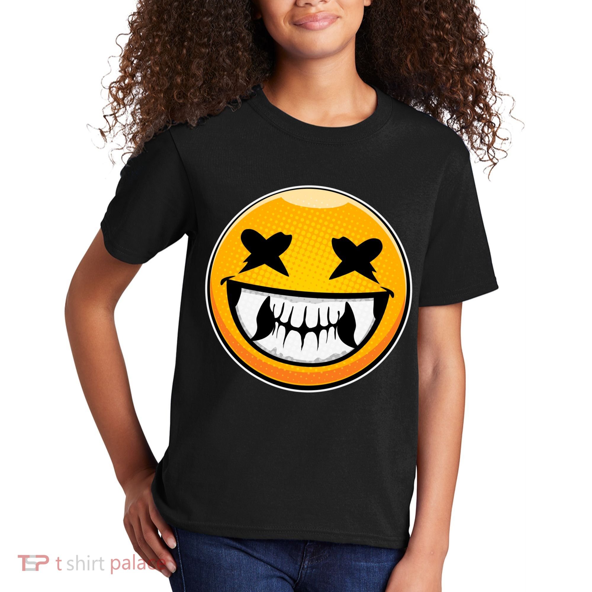 Sharp Toothed Smiley Creepy Emoji Kids T-Shirt