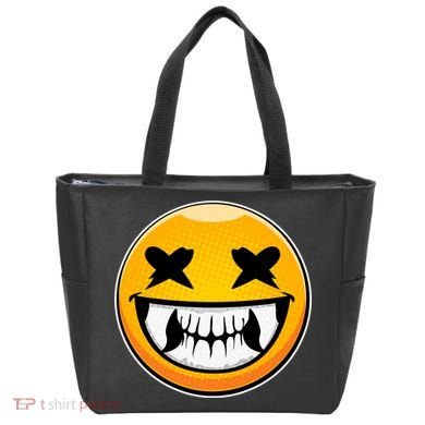 Sharp Toothed Smiley Creepy Emoji Tote Bag
