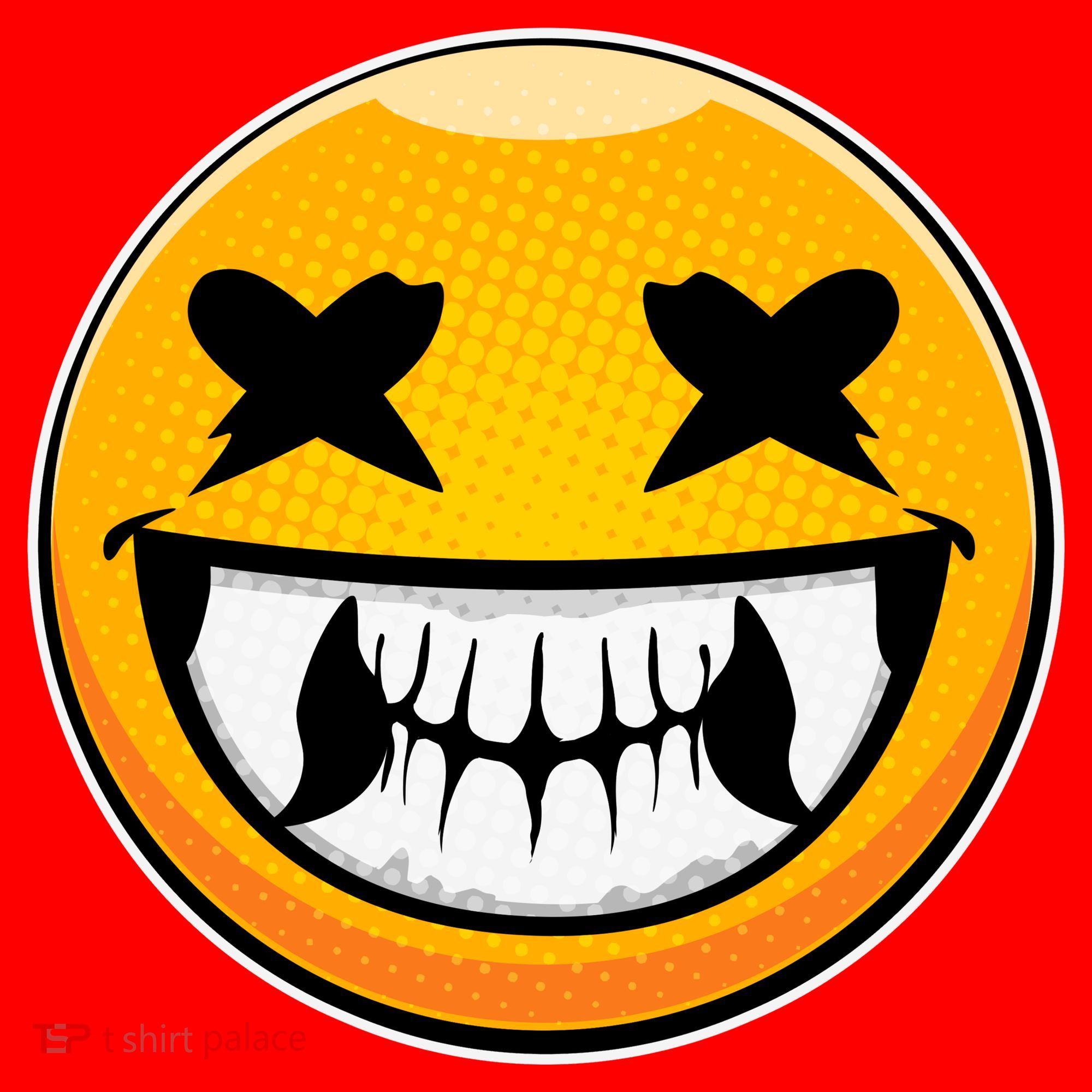 Sharp Toothed Smiley Creepy Emoji Santa Hat