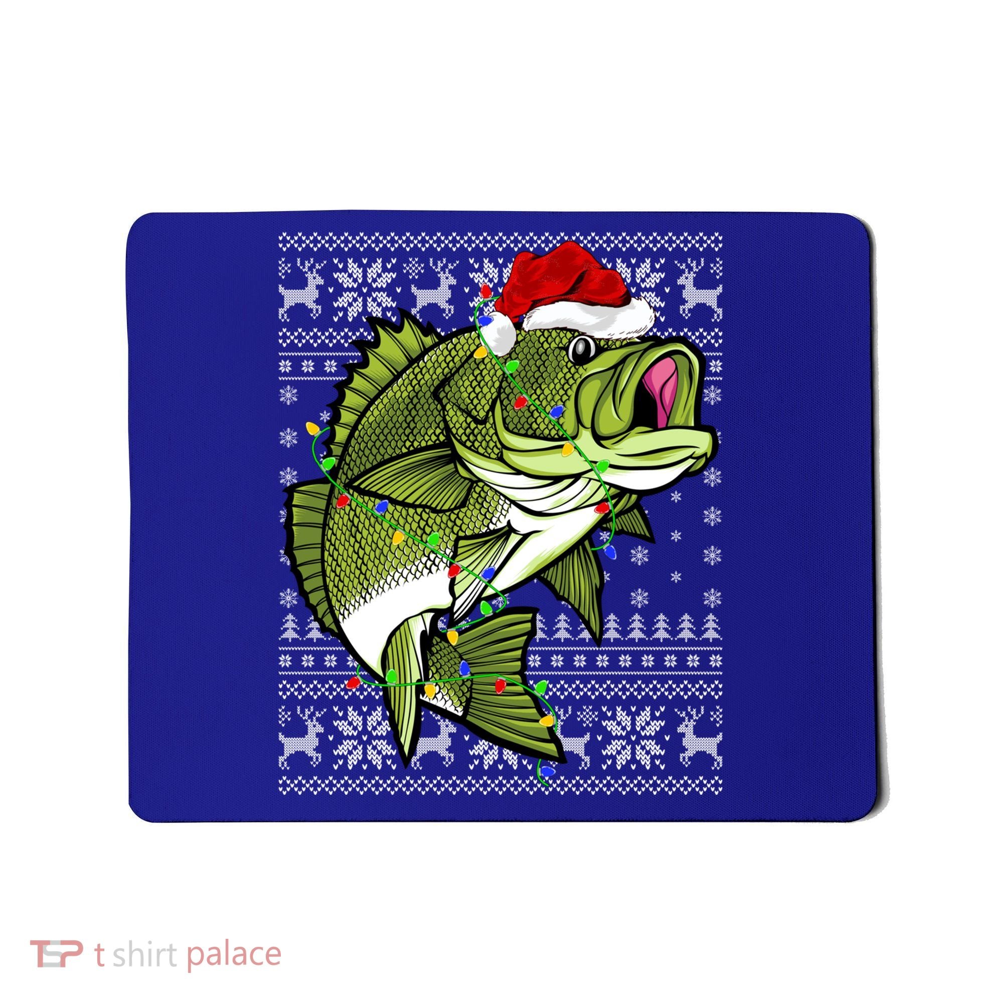 Santa Hat Bass Fish Xmas Lighting Ugly Bass Christmas Gift Mousepad