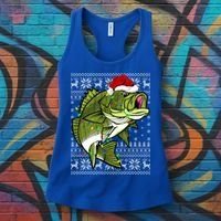 Santa Hat Bass Fish Xmas Lighting Ugly Bass Christmas Gift Women's Tank Top thumb 3