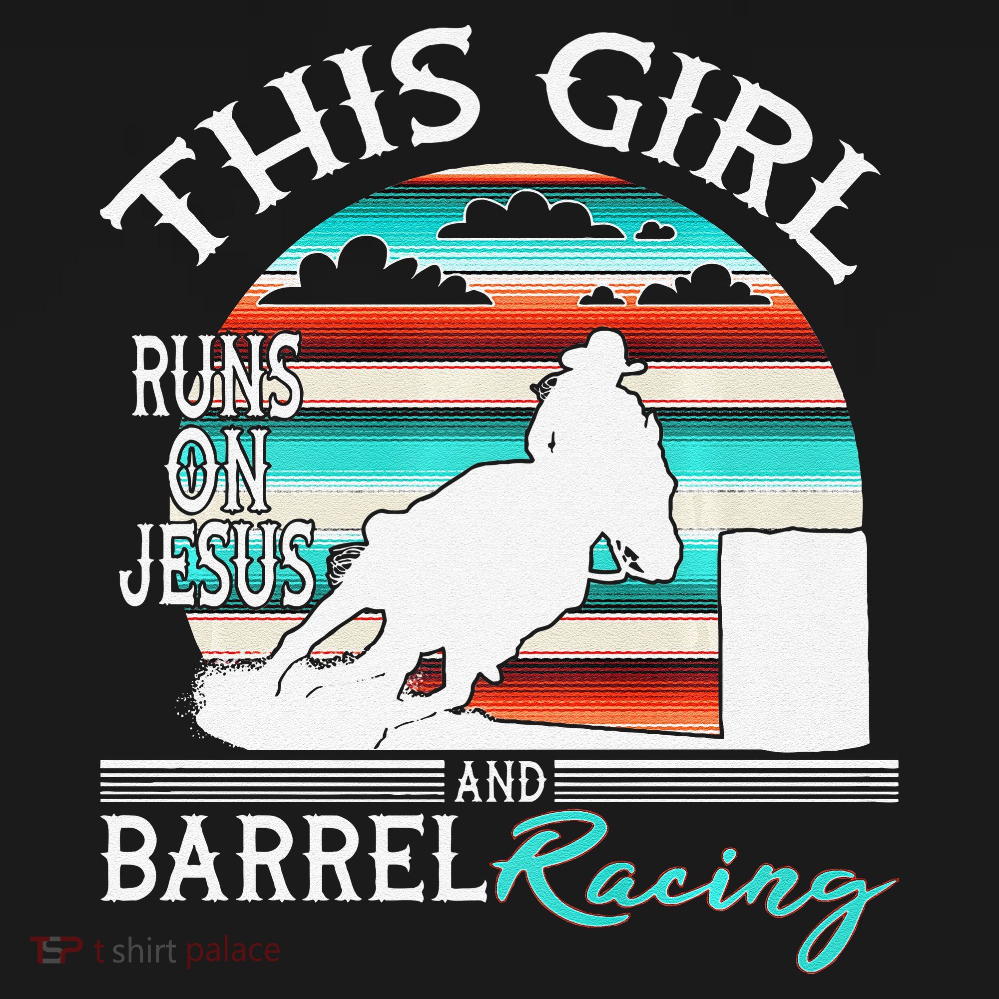 Serape Horse Barrel Racing This Girl Runs On Jesus Rodeo Premium Women's Hoodie