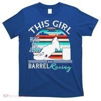 Serape Horse Barrel Racing This Girl Runs On Jesus Rodeo Premium T-Shirt thumb 0