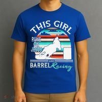 Serape Horse Barrel Racing This Girl Runs On Jesus Rodeo Premium T-Shirt thumb 3