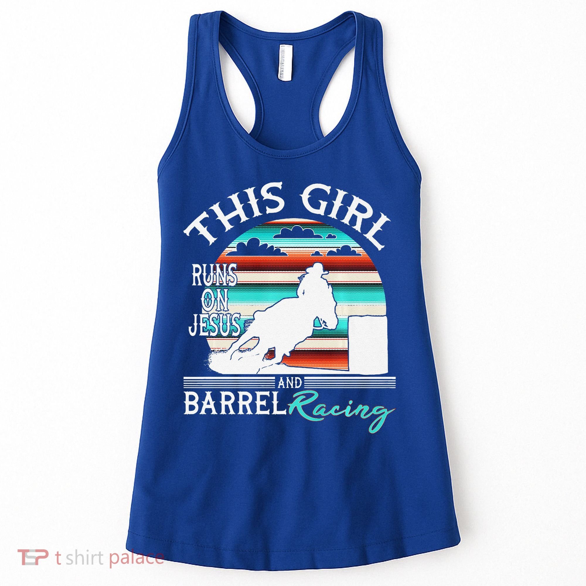 Serape Horse Barrel Racing This Girl Runs On Jesus Rodeo Premium Women's Tank Top