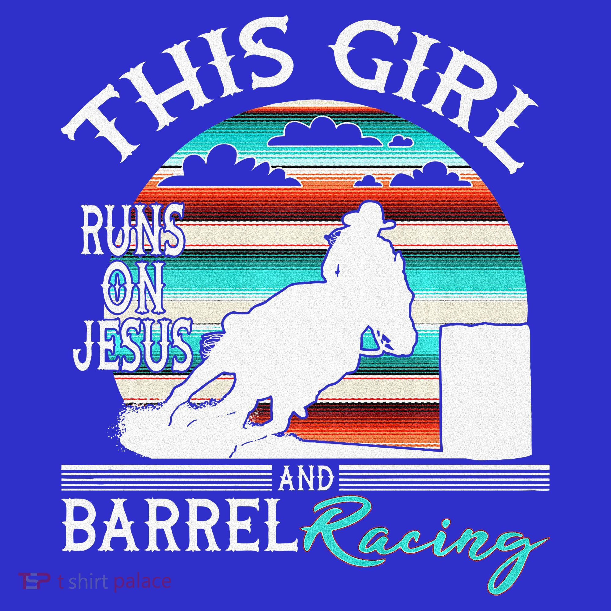 Serape Horse Barrel Racing This Girl Runs On Jesus Rodeo Premium Women's Tank Top