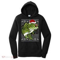 Santa Hat Bass Fish Xmas Lighting Ugly Bass Christmas Funny Gift Women's Hoodie thumb 0