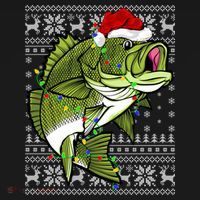 Santa Hat Bass Fish Xmas Lighting Ugly Bass Christmas Funny Gift Women's Hoodie thumb 2