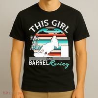Serape Horse Barrel Racing This Girl Runs On Jesus Rodeo T-Shirt thumb 3
