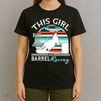 Serape Horse Barrel Racing This Girl Runs On Jesus Rodeo T-Shirt thumb 4