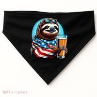 Sloth Holding Beer Usa Flag USA-Made Doggie Bandana thumb 0