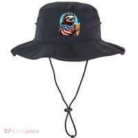 Sloth Holding Beer Usa Flag Bucket Hat thumb 0
