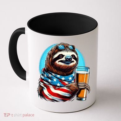 Sloth Holding Beer Usa Flag Coffee Mug