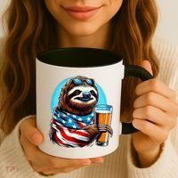 Sloth Holding Beer Usa Flag Coffee Mug thumb 3