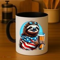 Sloth Holding Beer Usa Flag Coffee Mug thumb 4