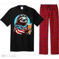 Sloth Holding Beer Usa Flag Pajama Set thumb 0