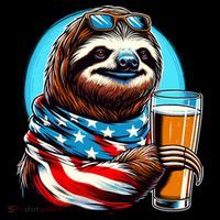 Sloth Holding Beer Usa Flag Women's Hoodie thumb 2