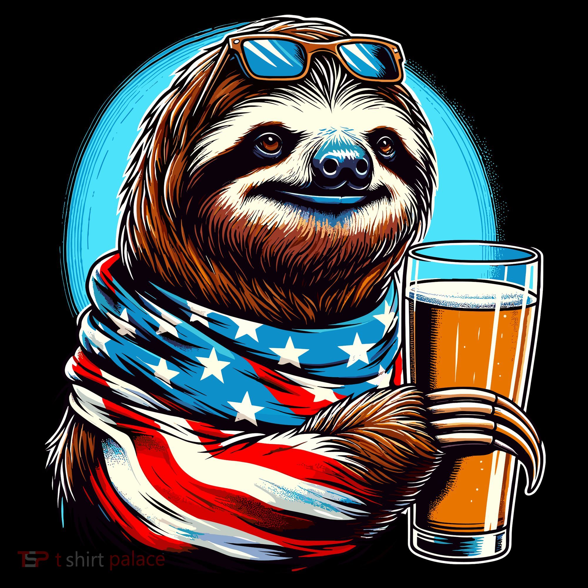 Sloth Holding Beer Usa Flag Women's Hoodie