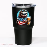 Sloth Holding Beer Usa Flag Tumbler thumb 0