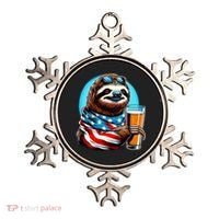Sloth Holding Beer Usa Flag Ornament thumb 0