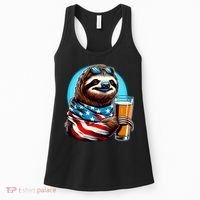 Sloth Holding Beer Usa Flag Women's Tank Top thumb 0