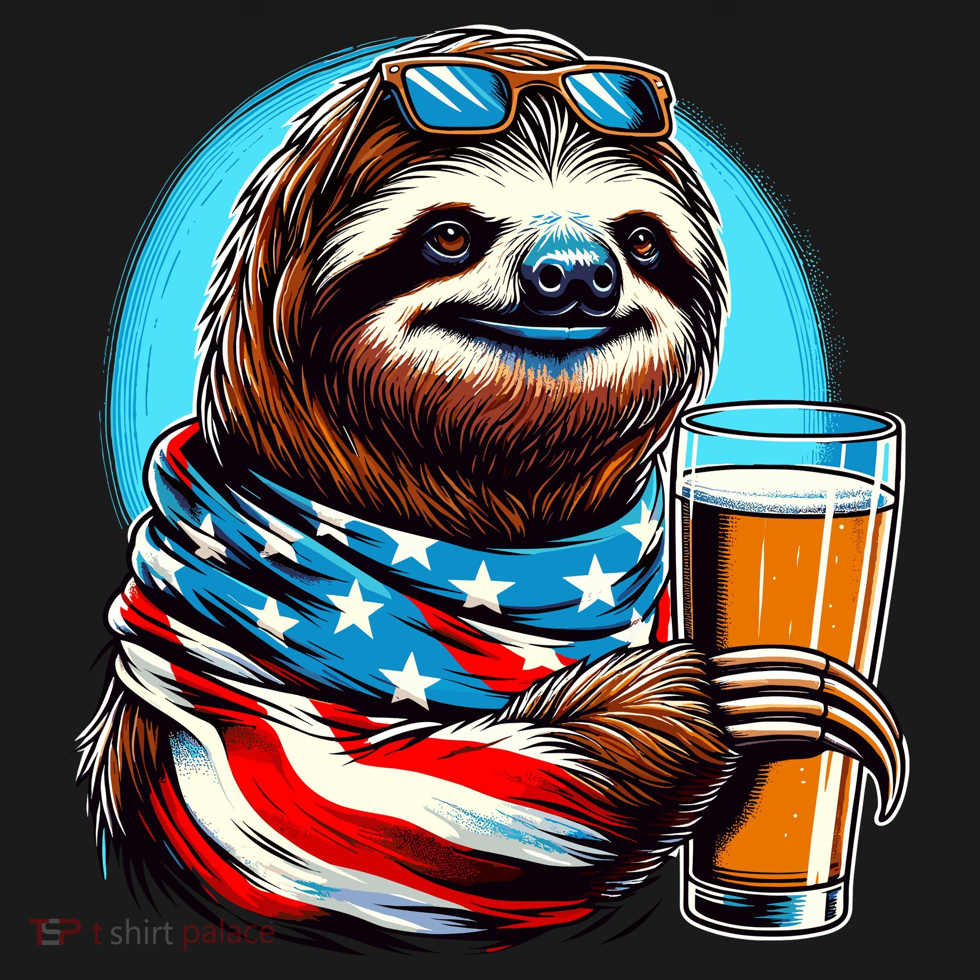 Sloth Holding Beer Usa Flag Toddler Hoodie