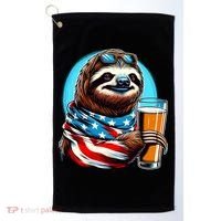 Sloth Holding Beer Usa Flag Golf Towel thumb 0