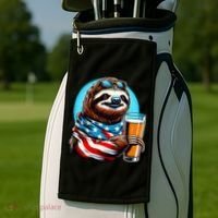 Sloth Holding Beer Usa Flag Golf Towel thumb 2