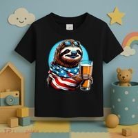 Sloth Holding Beer Usa Flag Toddler T-Shirt thumb 3