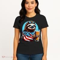 Sloth Holding Beer Usa Flag Women's T-Shirt thumb 4