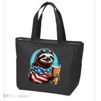 Sloth Holding Beer Usa Flag Tote Bag thumb 3