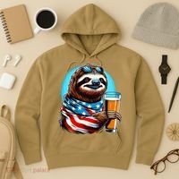 Sloth Holding Beer Usa Flag Hoodie thumb 3