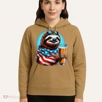 Sloth Holding Beer Usa Flag Hoodie thumb 5
