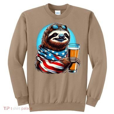 Sloth Holding Beer Usa Flag Sweatshirt
