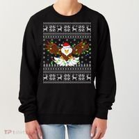 Santa Hat Bald Eagle Xmas Lighting Ugly Bald Eagle Christmas Gift Women's Sweatshirt thumb 0