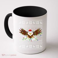 Santa Hat Bald Eagle Xmas Lighting Ugly Bald Eagle Christmas Gift Coffee Mug thumb 0