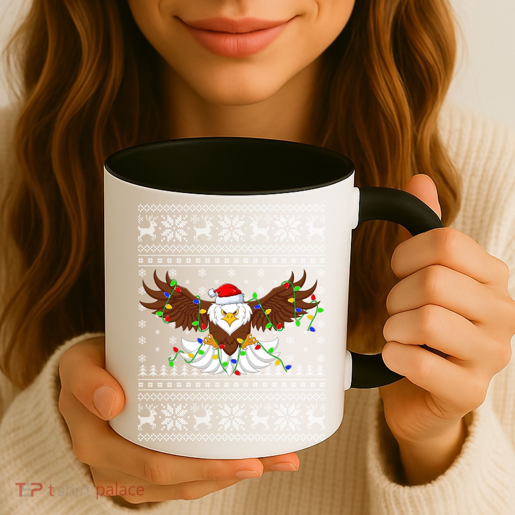 Santa Hat Bald Eagle Xmas Lighting Ugly Bald Eagle Christmas Gift Coffee Mug