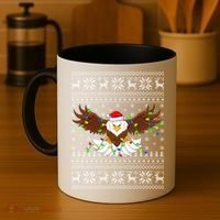 Santa Hat Bald Eagle Xmas Lighting Ugly Bald Eagle Christmas Gift Coffee Mug thumb 4