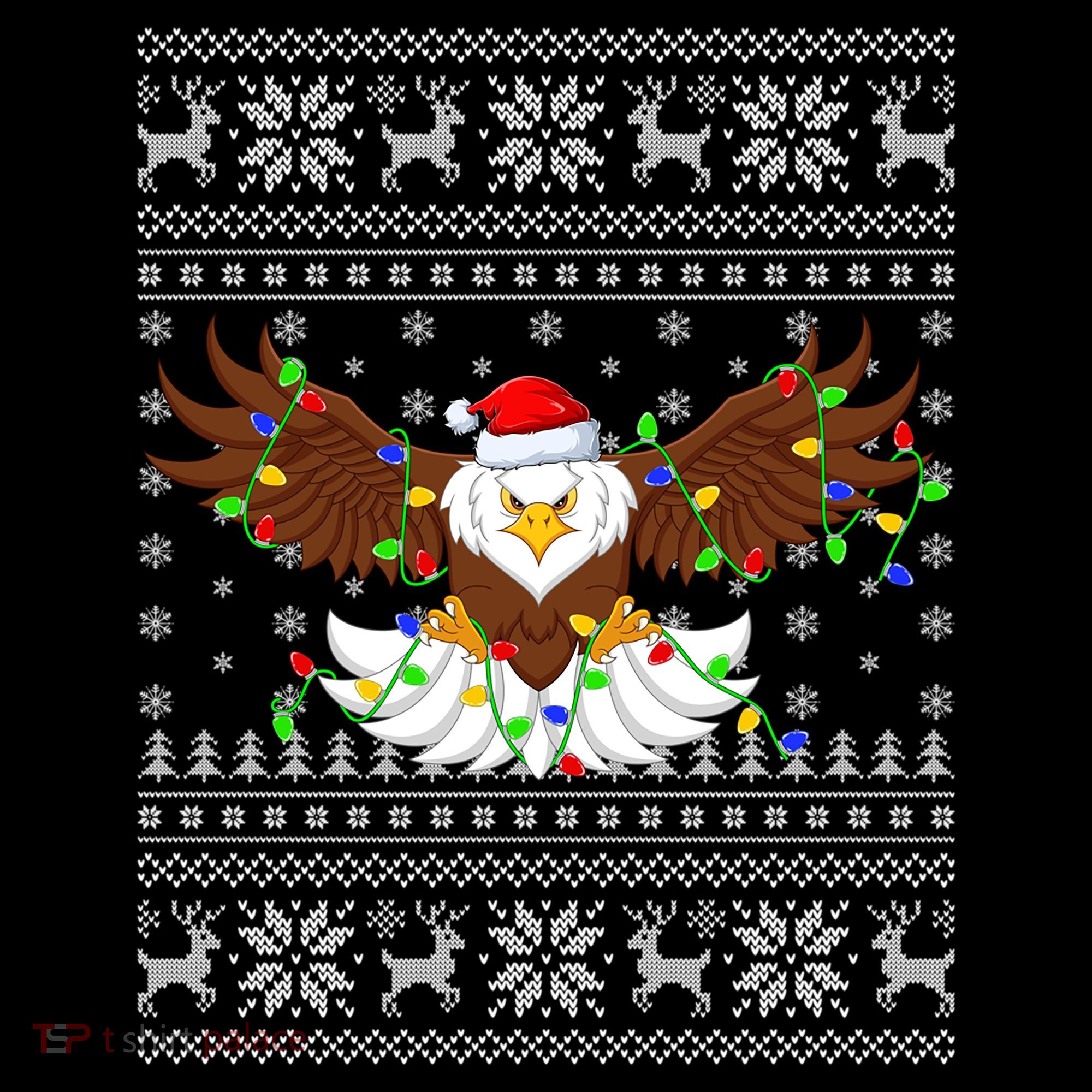 Santa Hat Bald Eagle Xmas Lighting Ugly Bald Eagle Christmas Gift Women's Hoodie