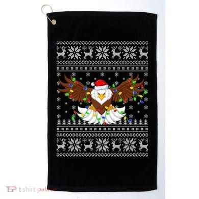 Santa Hat Bald Eagle Xmas Lighting Ugly Bald Eagle Christmas Gift Golf Towel