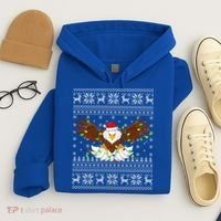 Santa Hat Bald Eagle Xmas Lighting Ugly Bald Eagle Christmas Gift Hoodie thumb 4
