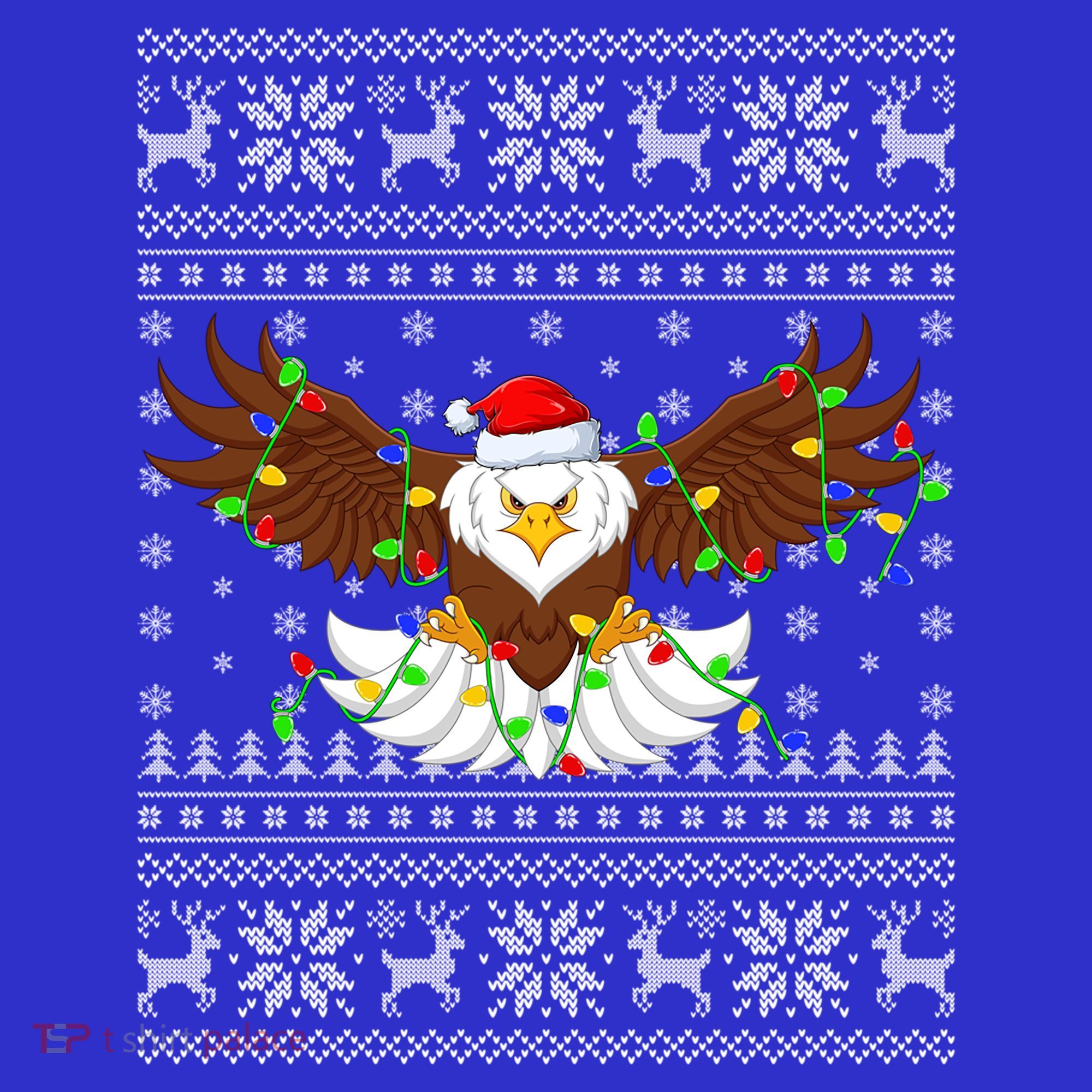 Santa Hat Bald Eagle Xmas Lighting Ugly Bald Eagle Christmas Gift Long Sleeve Shirt