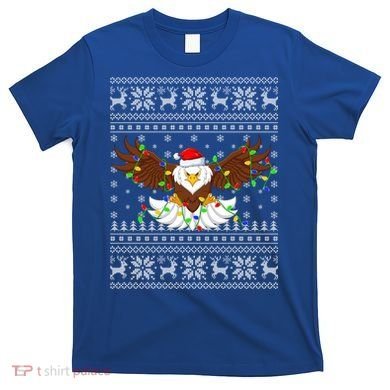 Santa Hat Bald Eagle Xmas Lighting Ugly Bald Eagle Christmas Gift T-Shirt